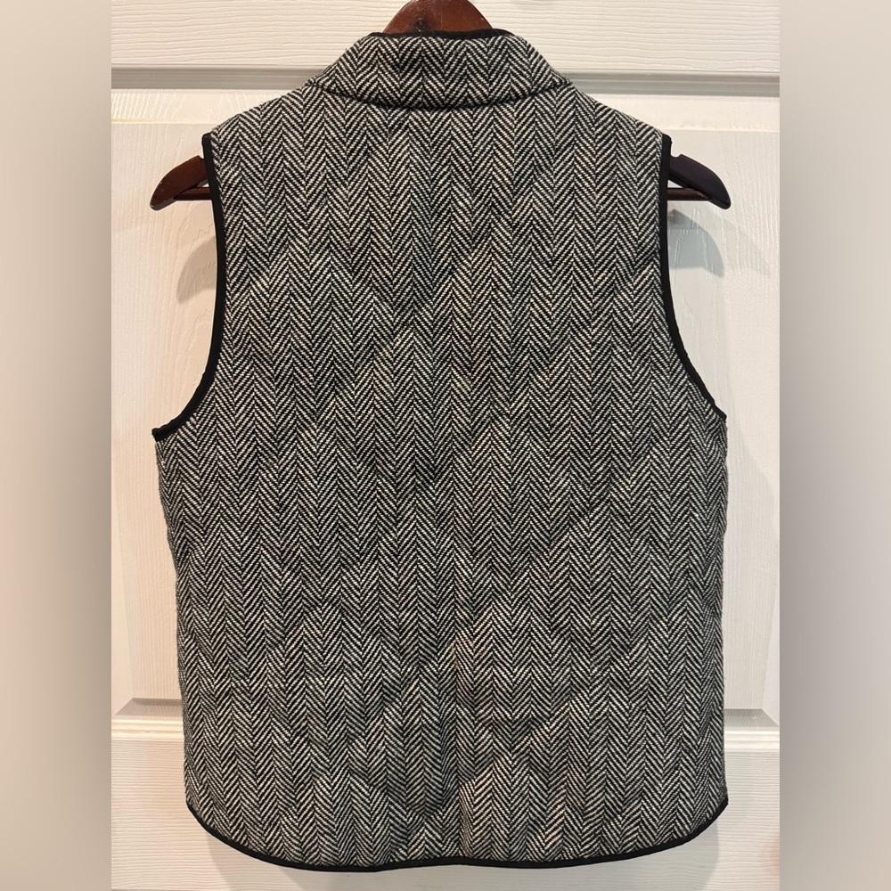 Women's Meerokeety Black White Herringbone Vest Zip Up With Pockets Size Medium - Picture 2 of 8